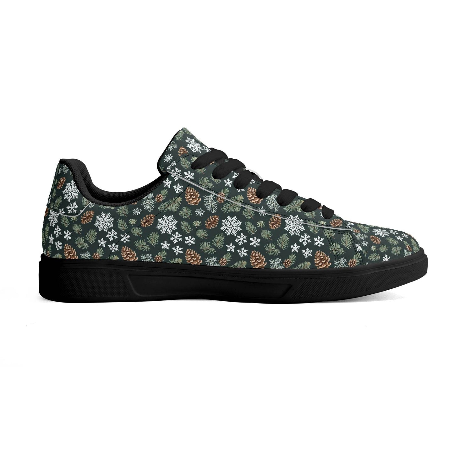 Snowflake Pine Adult Lightweight Brand Low Top Leather Shoes - DeRose Seasonal