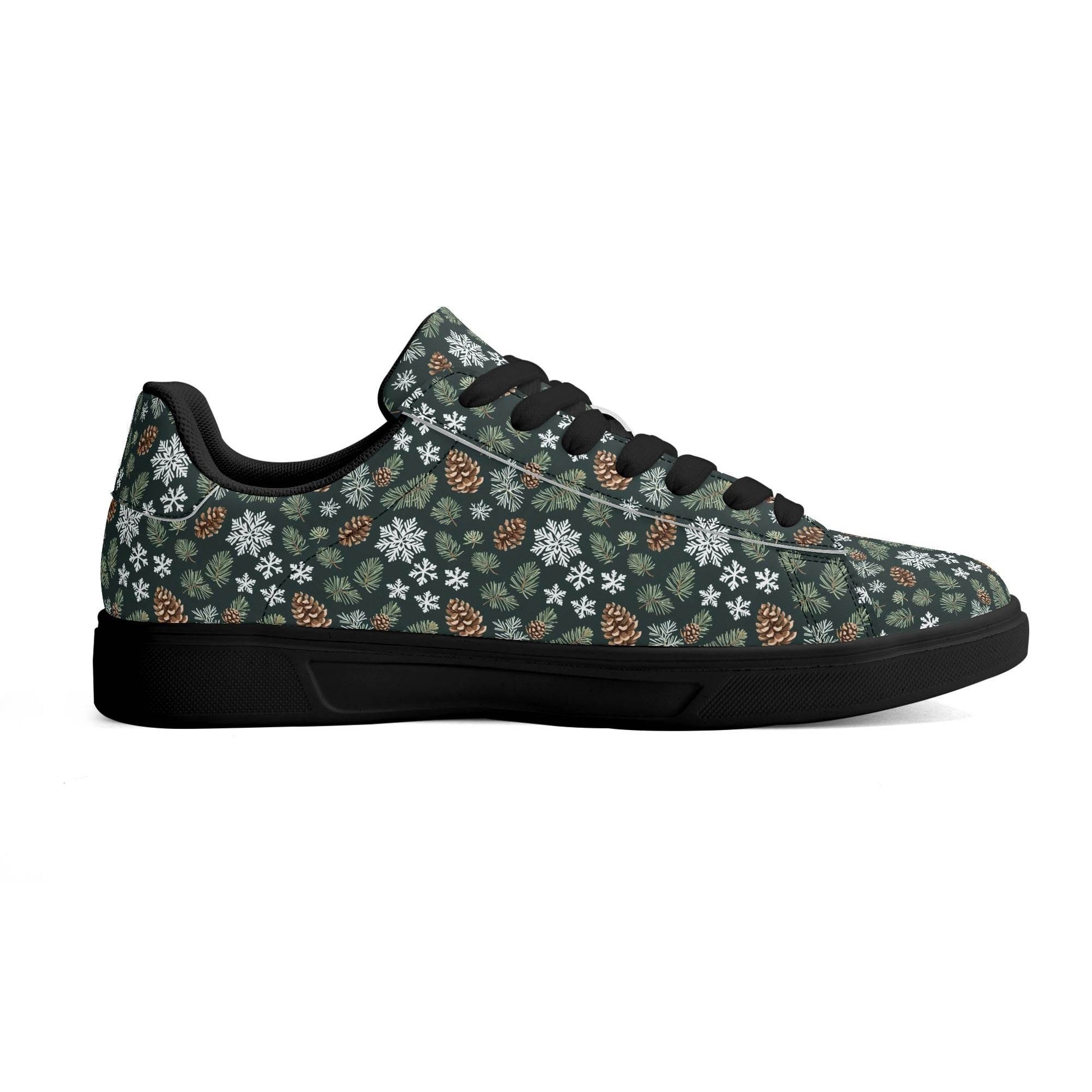 Snowflake Pine Adult Lightweight Brand Low Top Leather Shoes - DeRose Seasonal