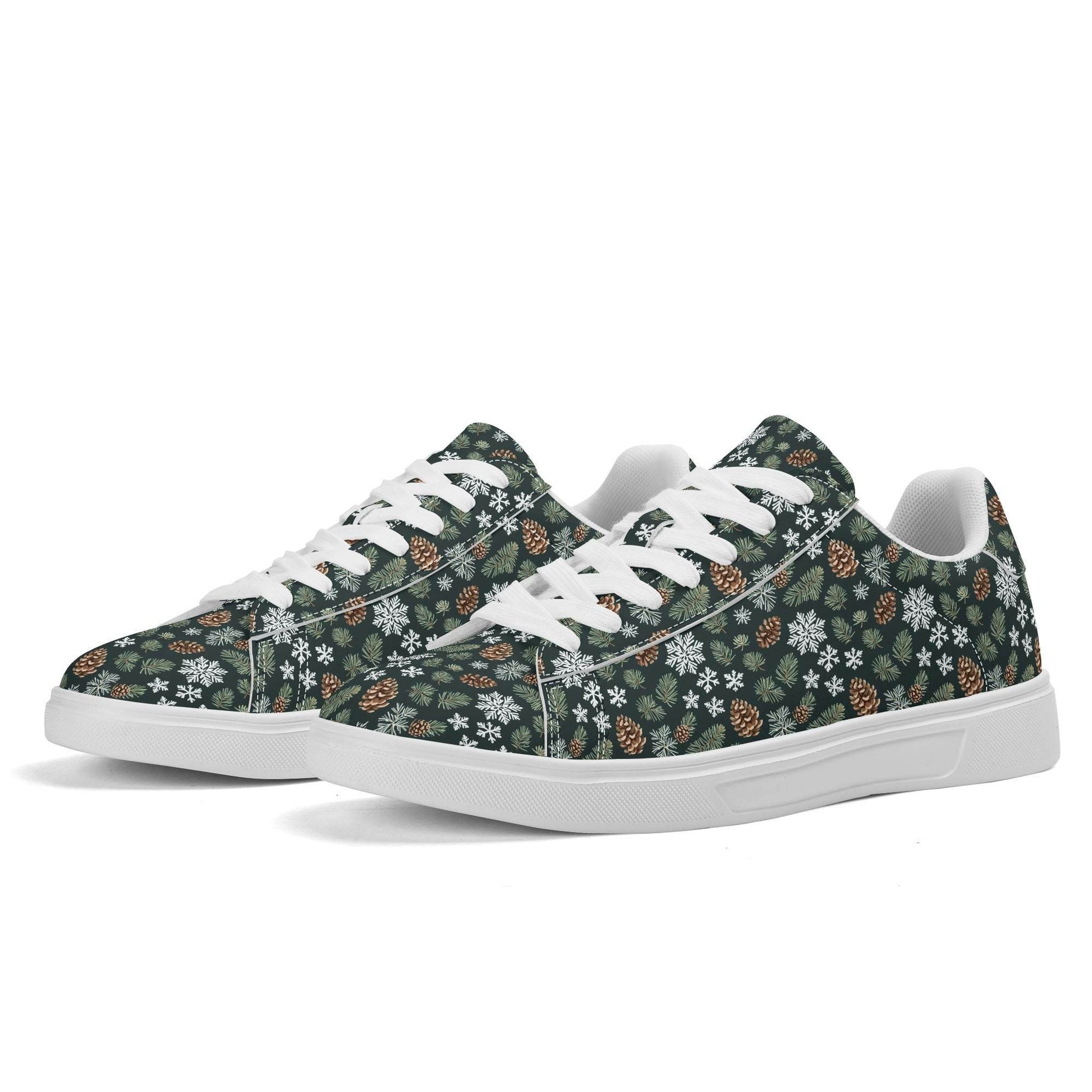 Snowflake Pine Adult Lightweight Brand Low Top Leather Shoes - DeRose Seasonal