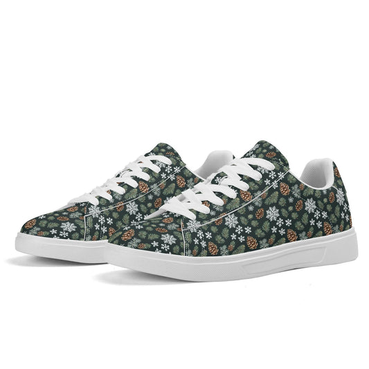 Snowflake Pine Adult Lightweight Brand Low Top Leather Shoes - DeRose Seasonal