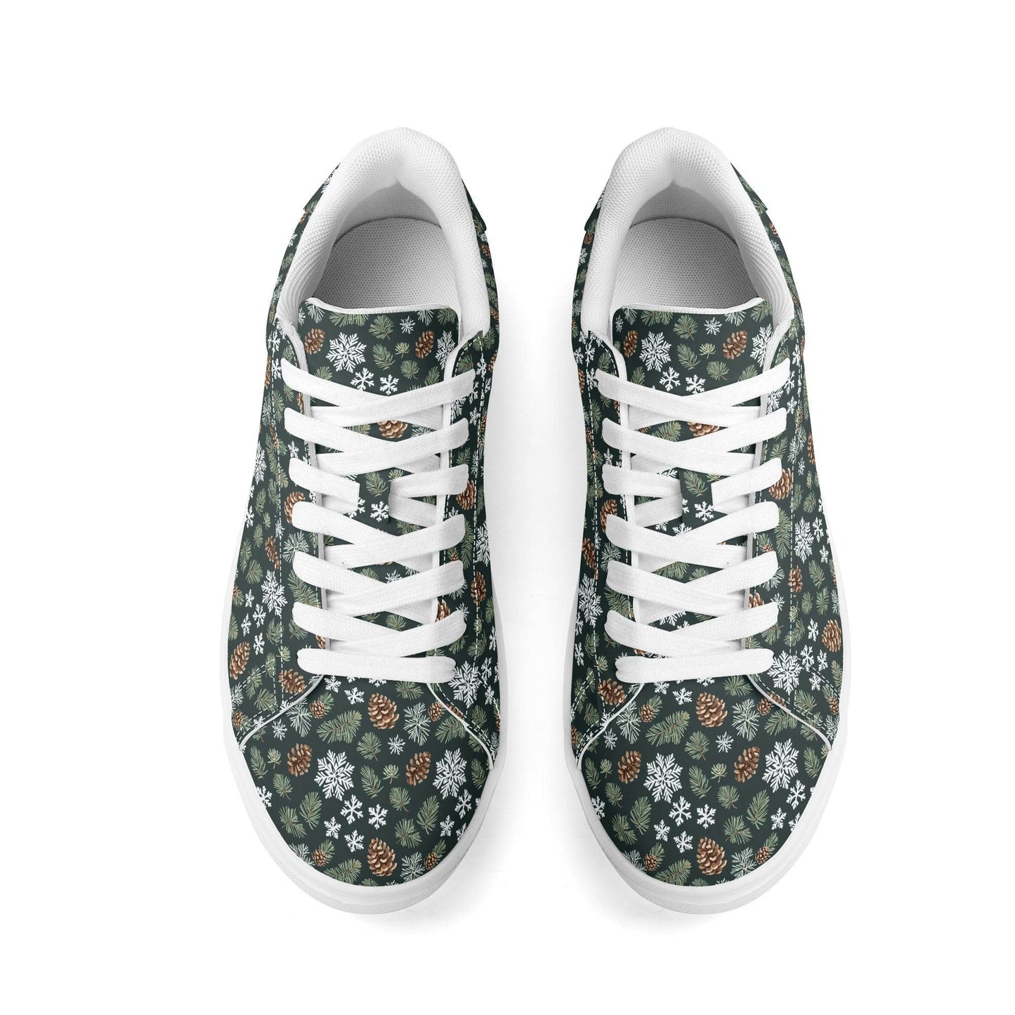 Snowflake Pine Adult Lightweight Brand Low Top Leather Shoes - DeRose Seasonal