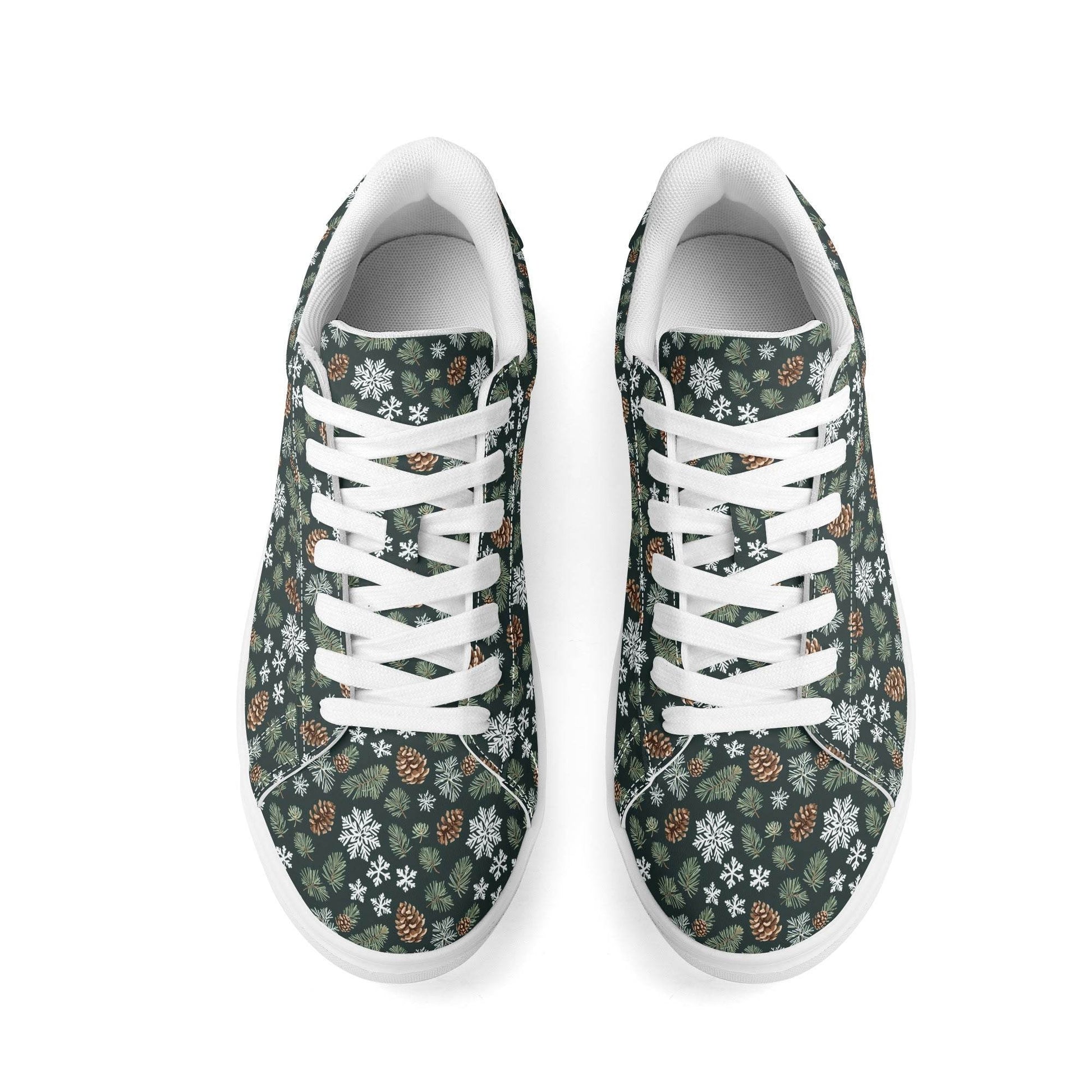 Snowflake Pine Adult Lightweight Brand Low Top Leather Shoes - DeRose Seasonal