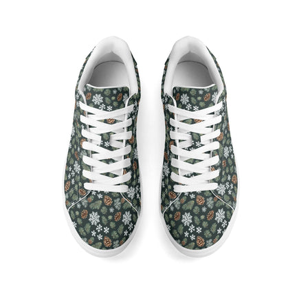 Snowflake Pine Adult Lightweight Brand Low Top Leather Shoes - DeRose Seasonal