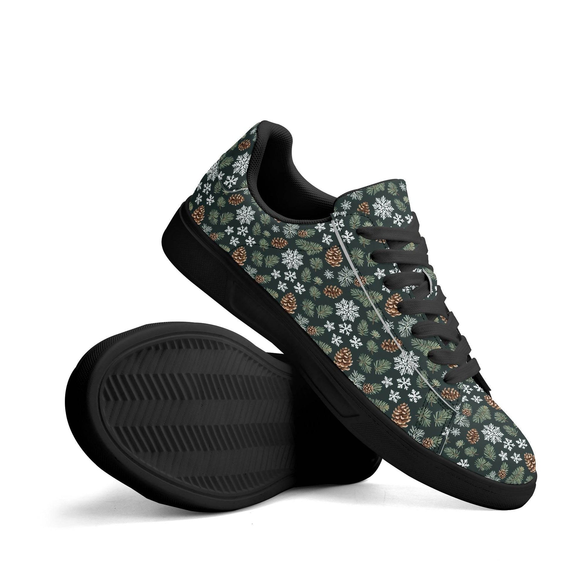 Snowflake Pine Adult Lightweight Brand Low Top Leather Shoes - DeRose Seasonal
