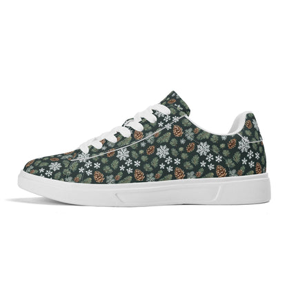 Snowflake Pine Adult Lightweight Brand Low Top Leather Shoes - DeRose Seasonal