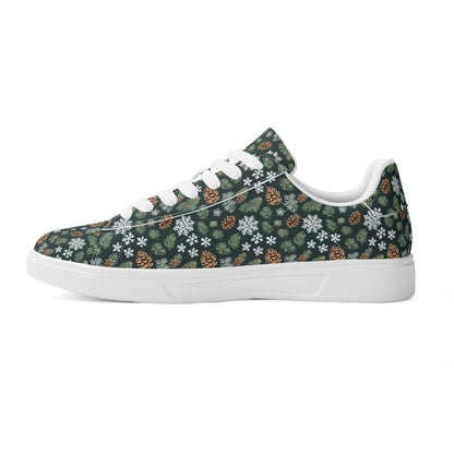 Snowflake Pine Adult Lightweight Brand Low Top Leather Shoes - DeRose Seasonal