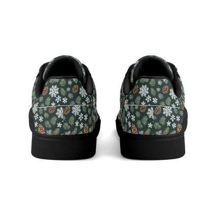 Snowflake Pine Adult Lightweight Brand Low Top Leather Shoes - DeRose Seasonal