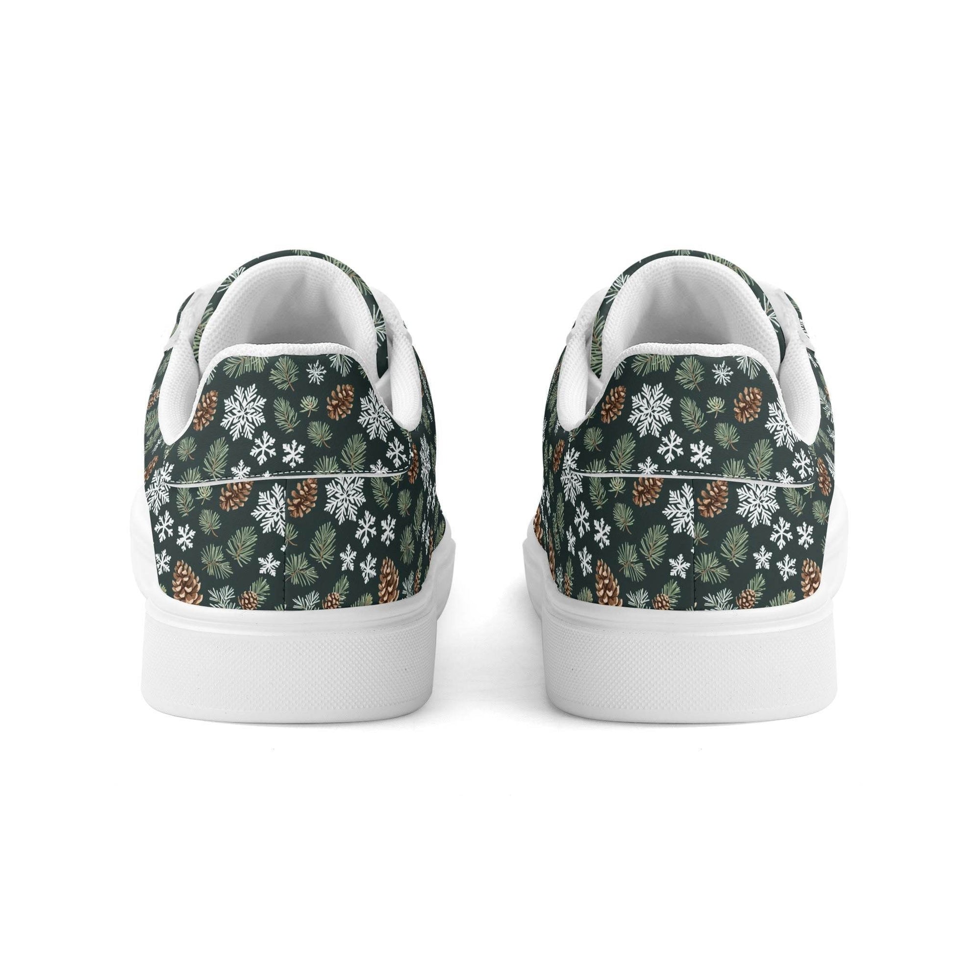 Snowflake Pine Adult Lightweight Brand Low Top Leather Shoes - DeRose Seasonal