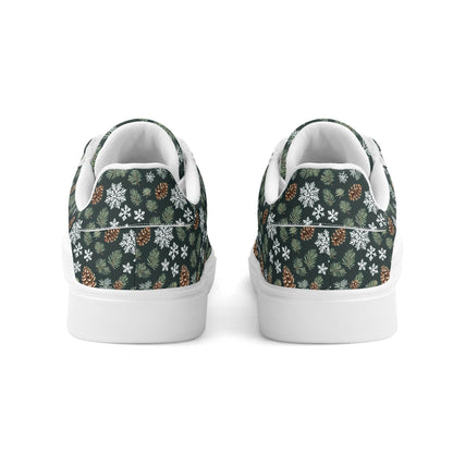 Snowflake Pine Adult Lightweight Brand Low Top Leather Shoes - DeRose Seasonal