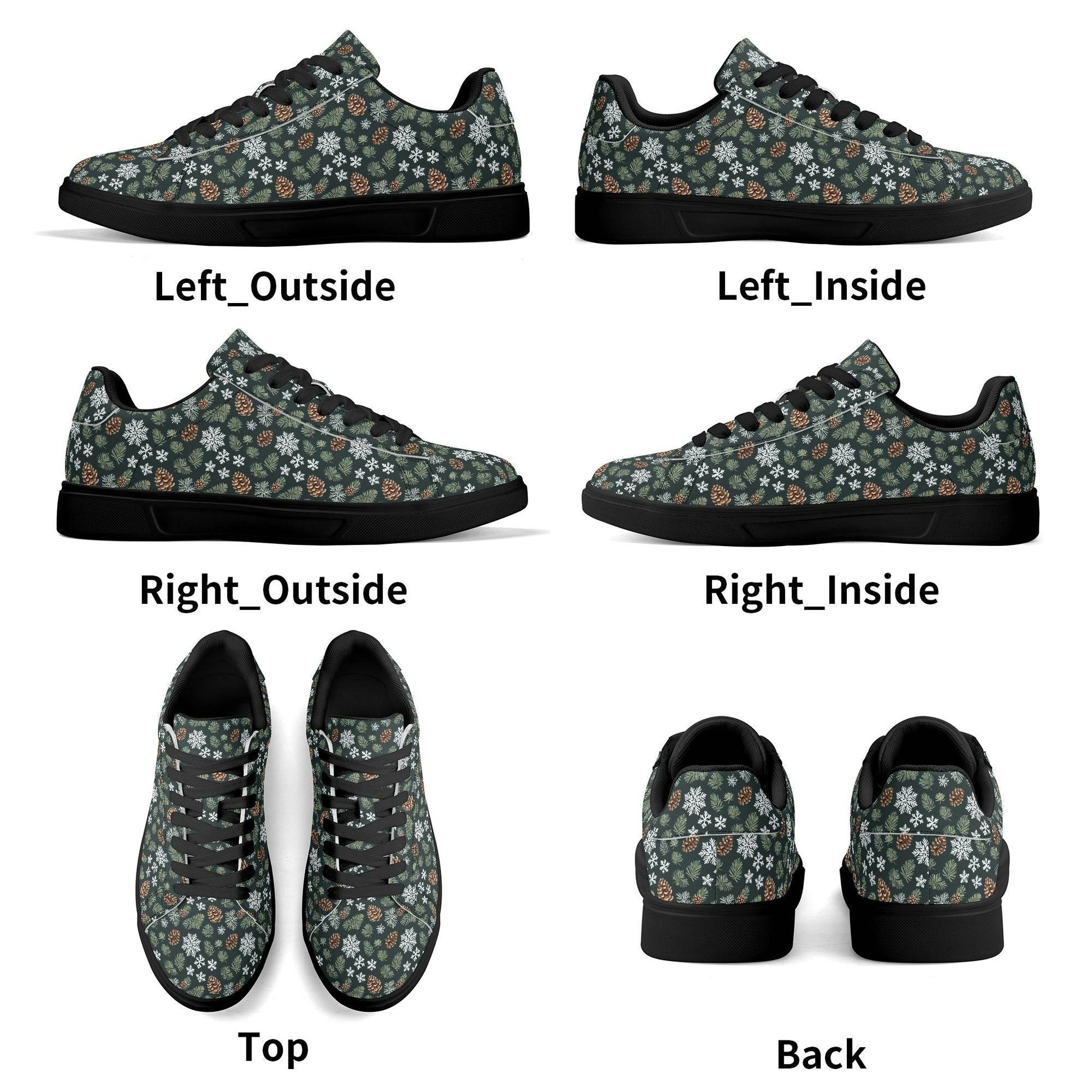Snowflake Pine Adult Lightweight Brand Low Top Leather Shoes - DeRose Seasonal