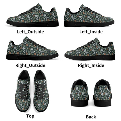 Snowflake Pine Adult Lightweight Brand Low Top Leather Shoes - DeRose Seasonal