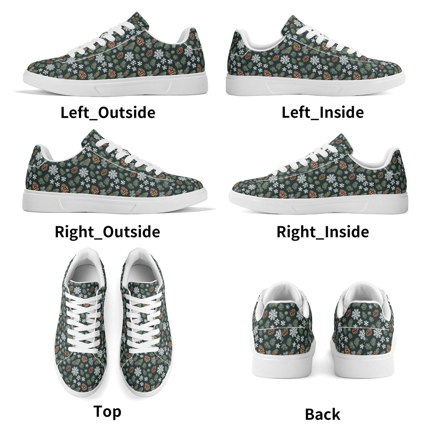 Snowflake Pine Adult Lightweight Brand Low Top Leather Shoes - DeRose Seasonal