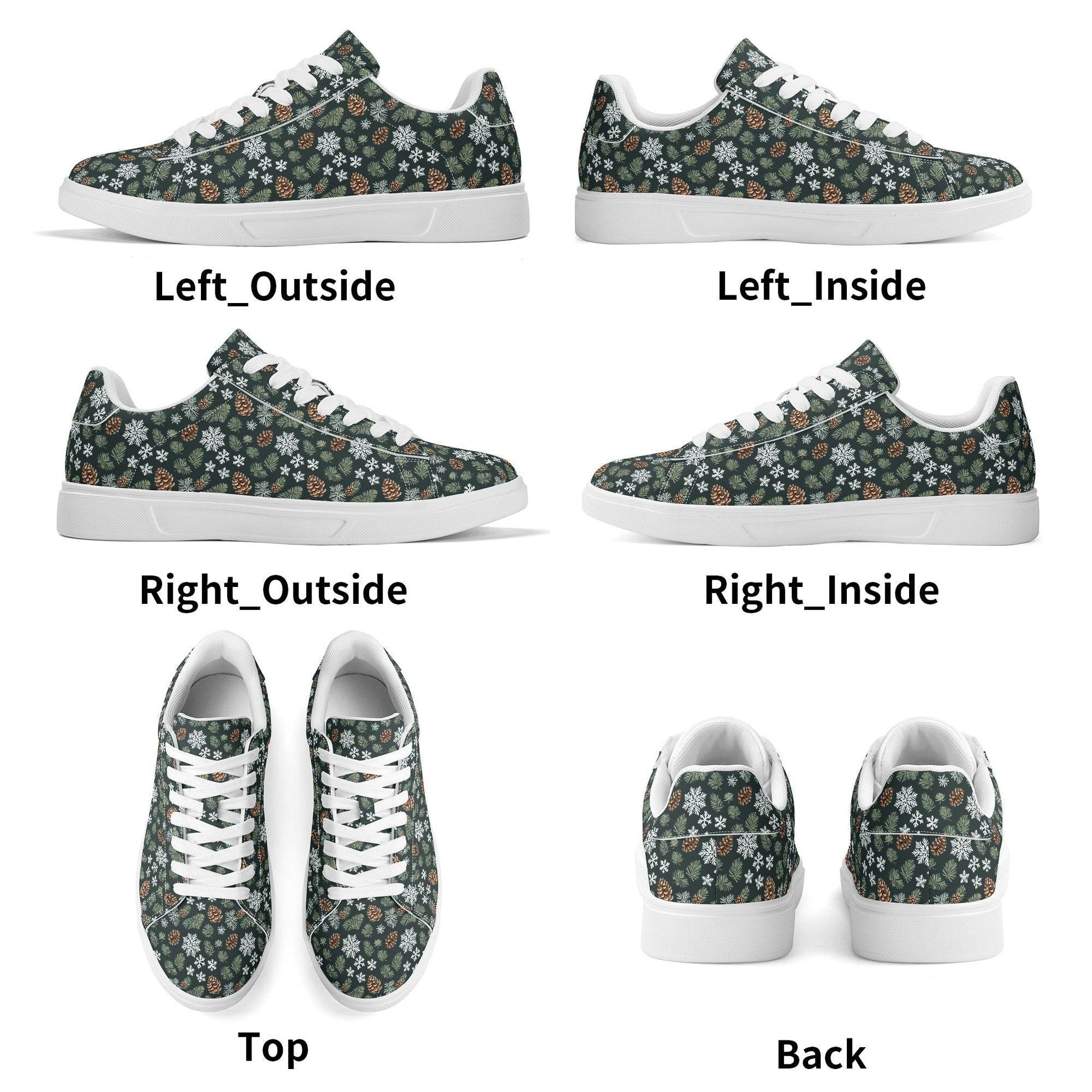 Snowflake Pine Adult Lightweight Brand Low Top Leather Shoes - DeRose Seasonal