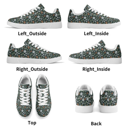 Snowflake Pine Adult Lightweight Brand Low Top Leather Shoes - DeRose Seasonal