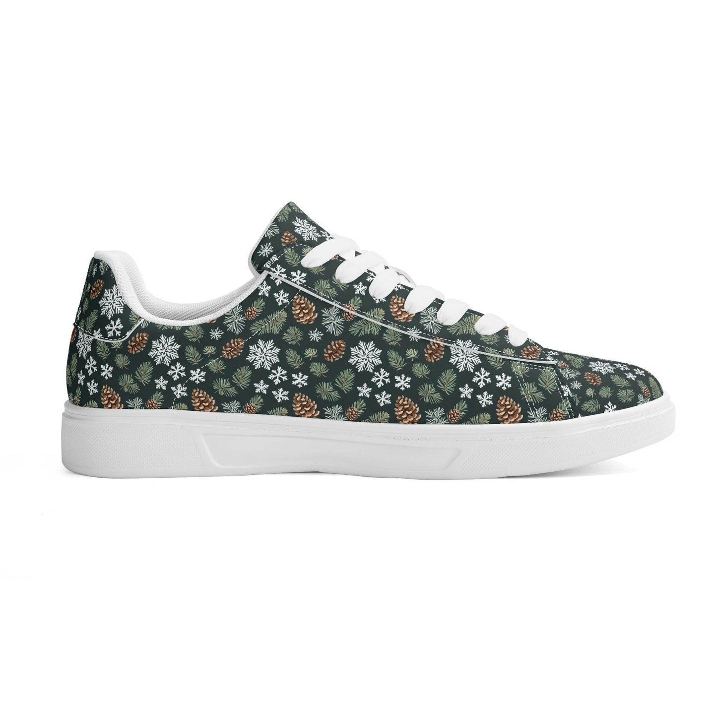Snowflake Pine Adult Lightweight Brand Low Top Leather Shoes - DeRose Seasonal