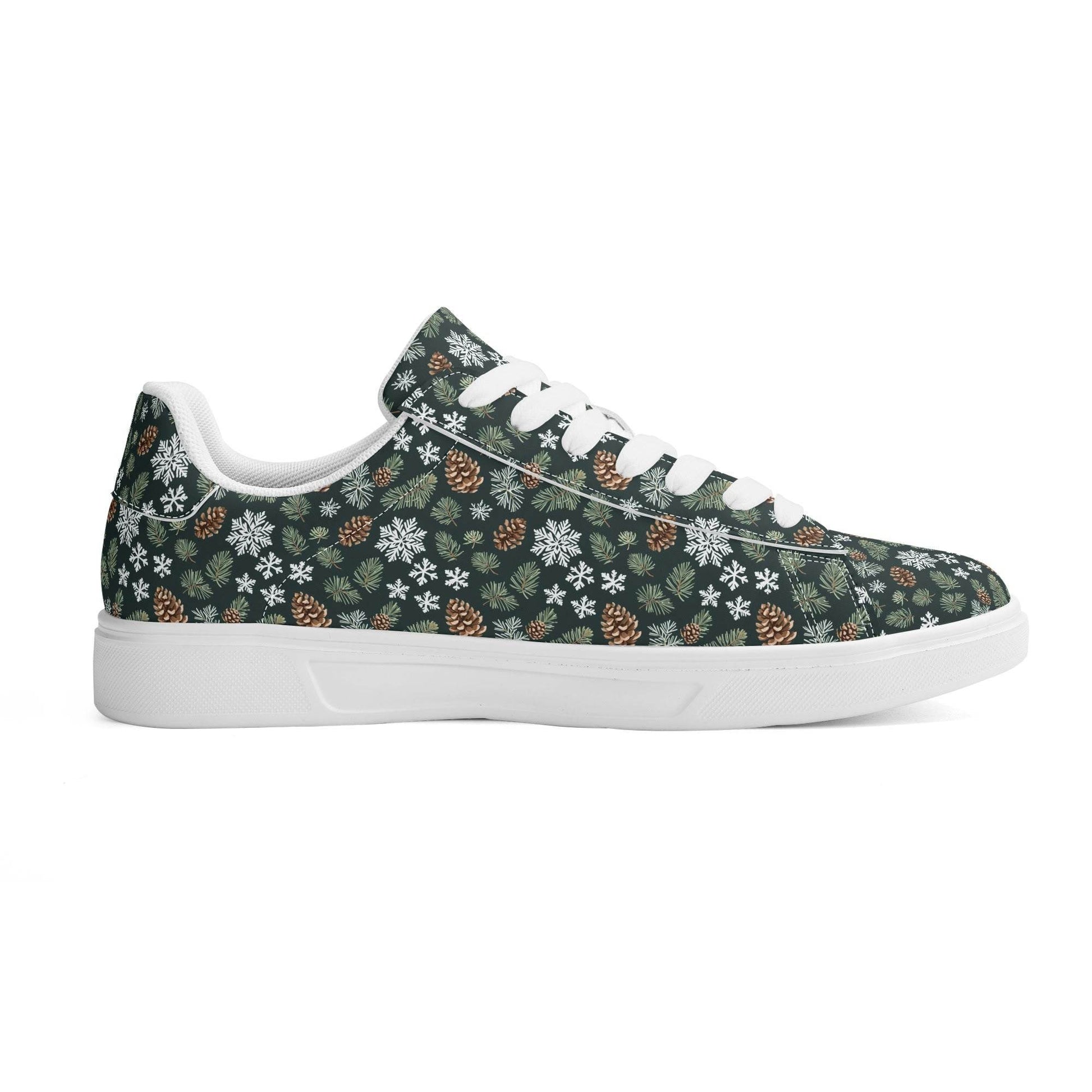 Snowflake Pine Adult Lightweight Brand Low Top Leather Shoes - DeRose Seasonal