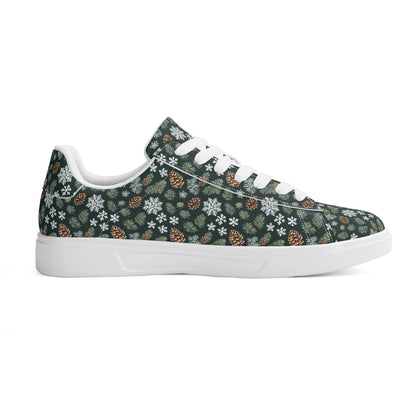 Snowflake Pine Adult Lightweight Brand Low Top Leather Shoes - DeRose Seasonal