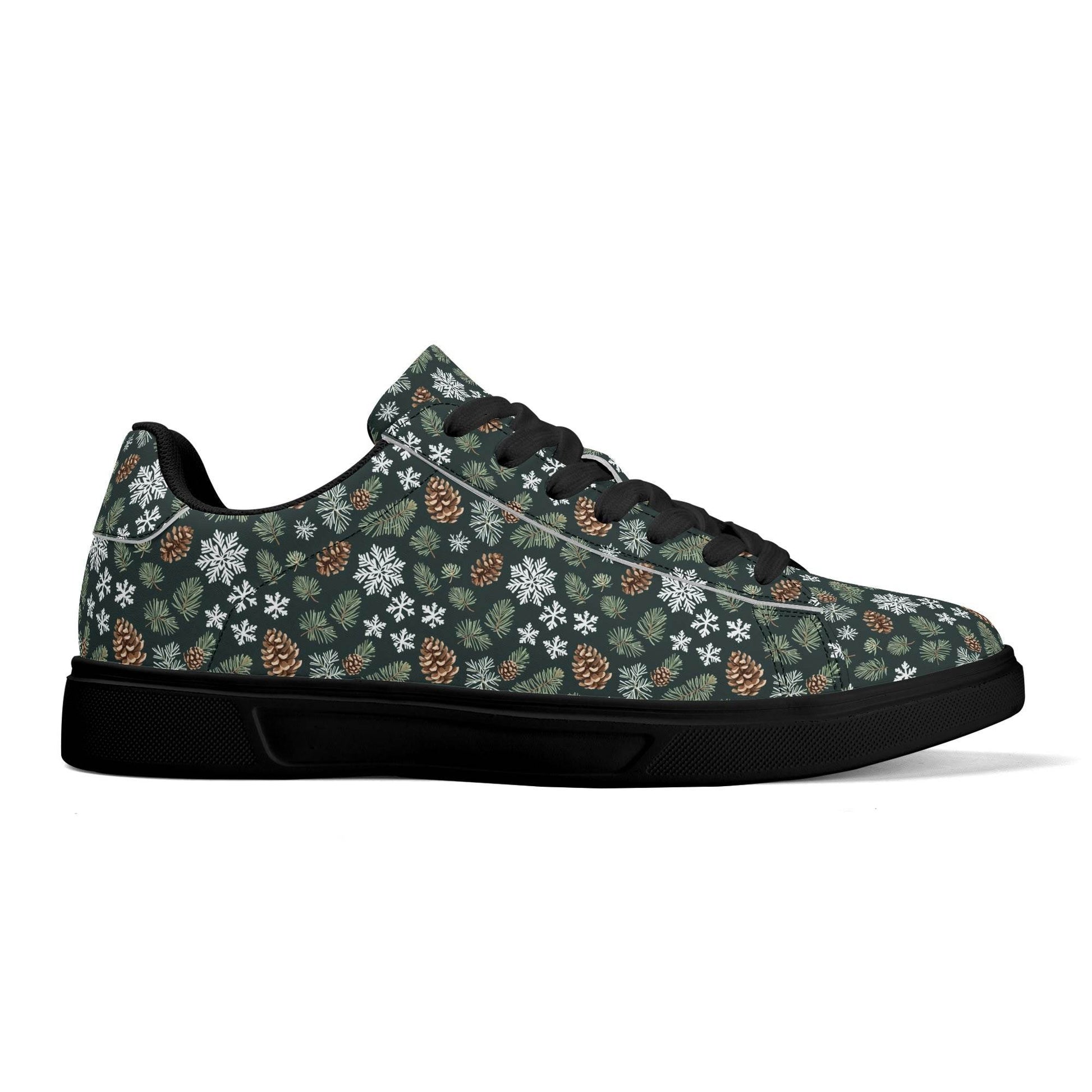 Snowflake Pine Adult Lightweight Brand Low Top Leather Shoes - DeRose Seasonal