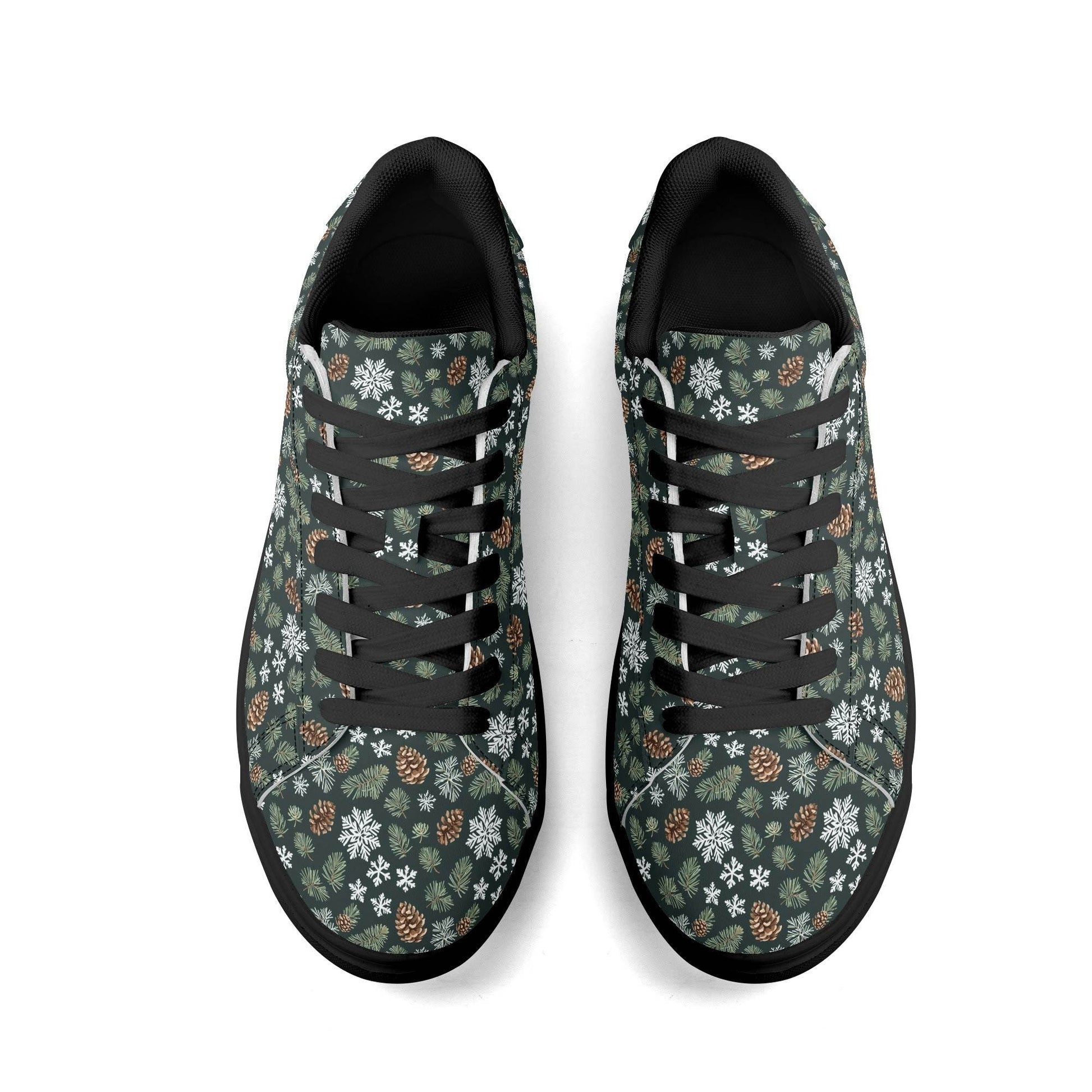 Snowflake Pine Adult Lightweight Brand Low Top Leather Shoes - DeRose Seasonal