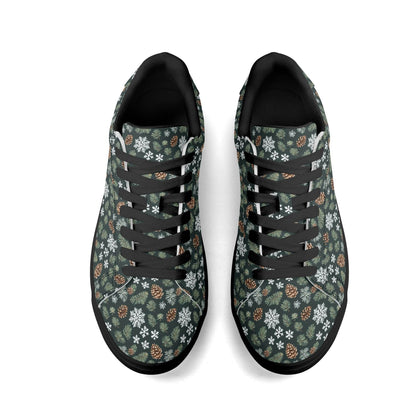 Snowflake Pine Adult Lightweight Brand Low Top Leather Shoes - DeRose Seasonal