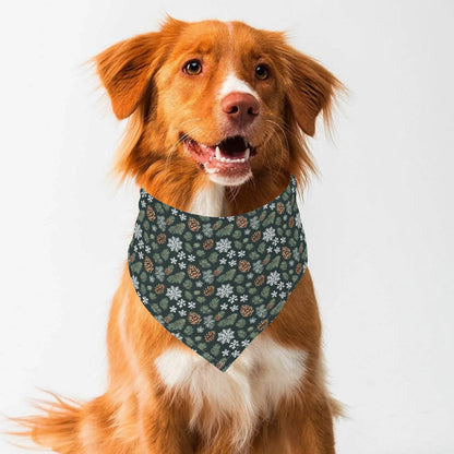 Snowflake Pine Animal Scarf Pet Adjustable Bandanas for Dogs Cats - DeRose Seasonal