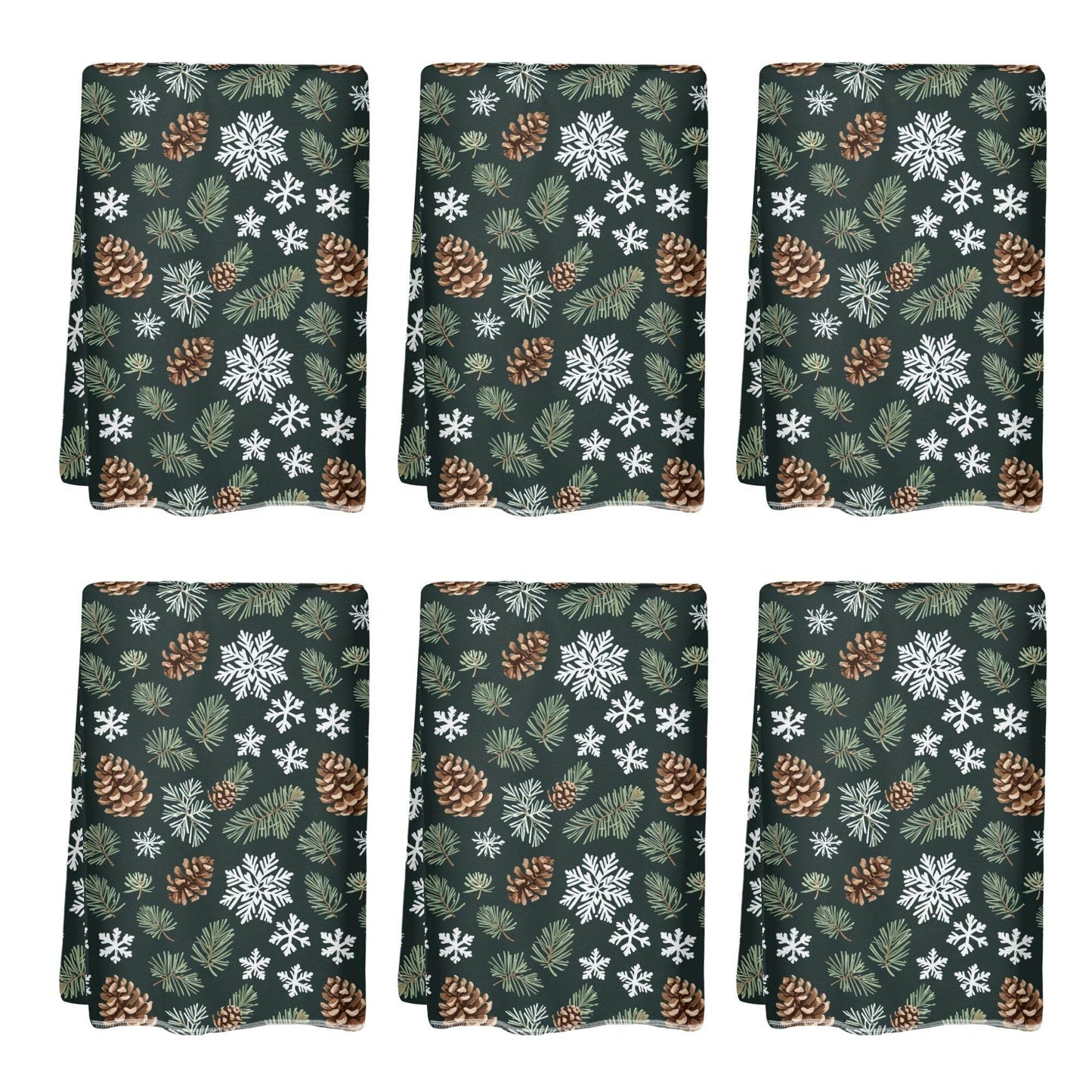 Snowflake Pine Hand Towels (6 Pcs) - DeRose Seasonal