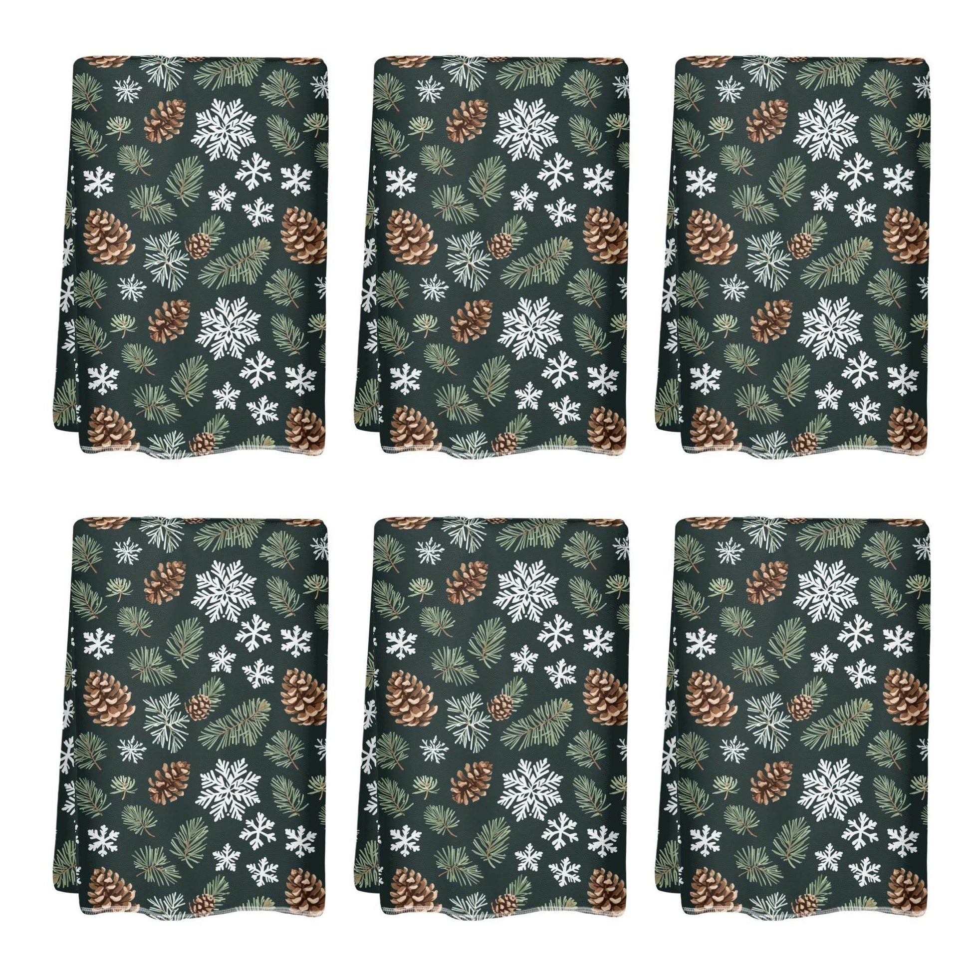 Snowflake Pine Hand Towels (6 Pcs) - DeRose Seasonal