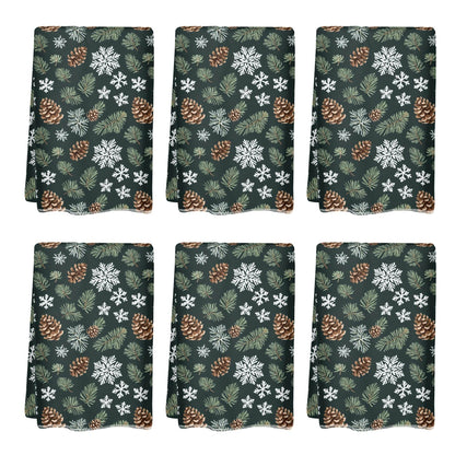 Snowflake Pine Hand Towels (6 Pcs) - DeRose Seasonal