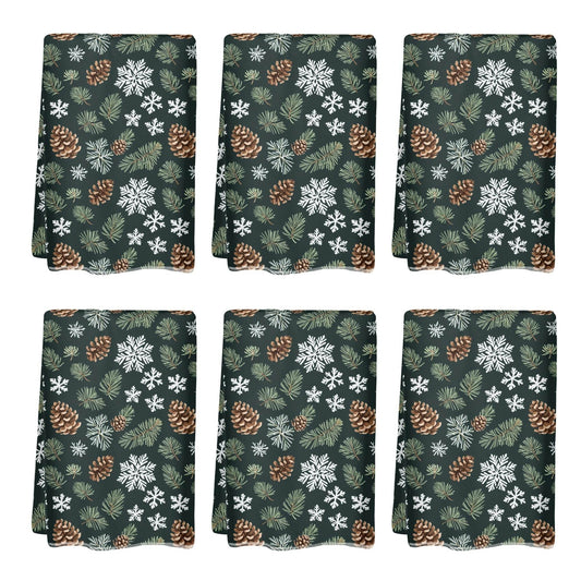 Snowflake Pine Hand Towels (6 Pcs) - DeRose Seasonal