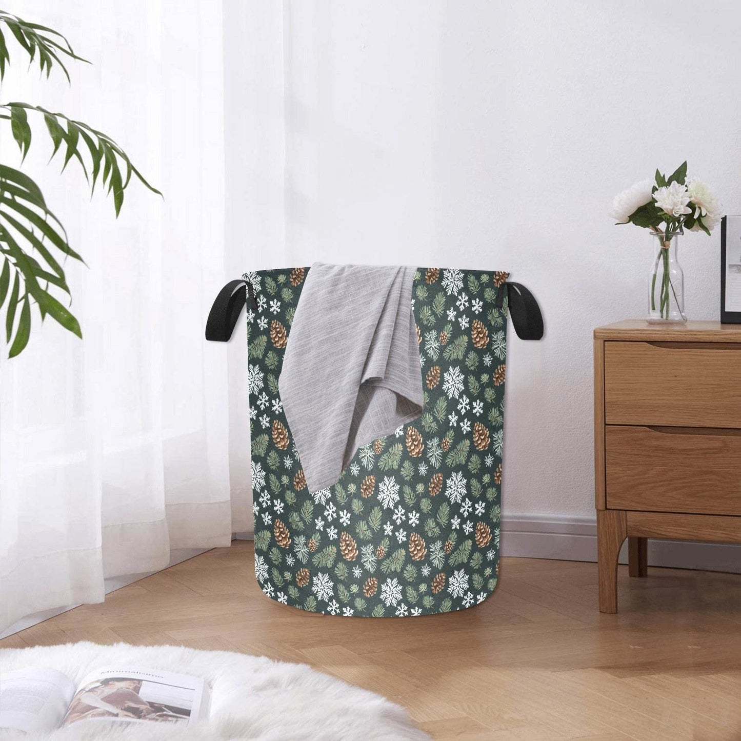 Snowflake Pine Laundry and Blanket Basket - DeRose Seasonal