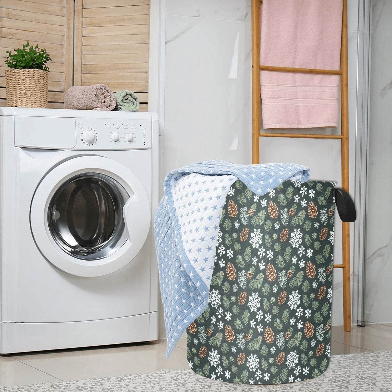 Snowflake Pine Laundry and Blanket Basket - DeRose Seasonal
