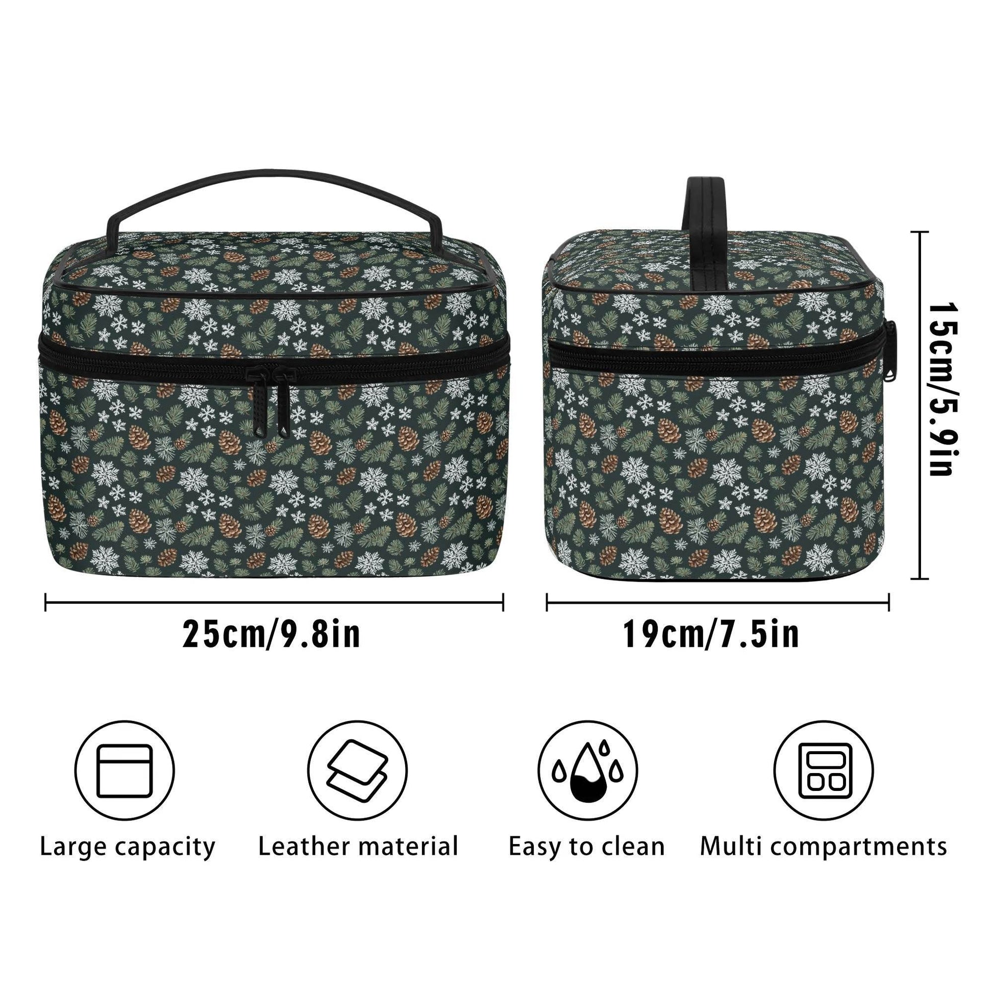Snowflake Pine Leather Cosmetic Bag - DeRose Seasonal