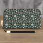 Snowflake Pine Leather Zipper Women's Wristlet Wallet - DeRose Seasonal