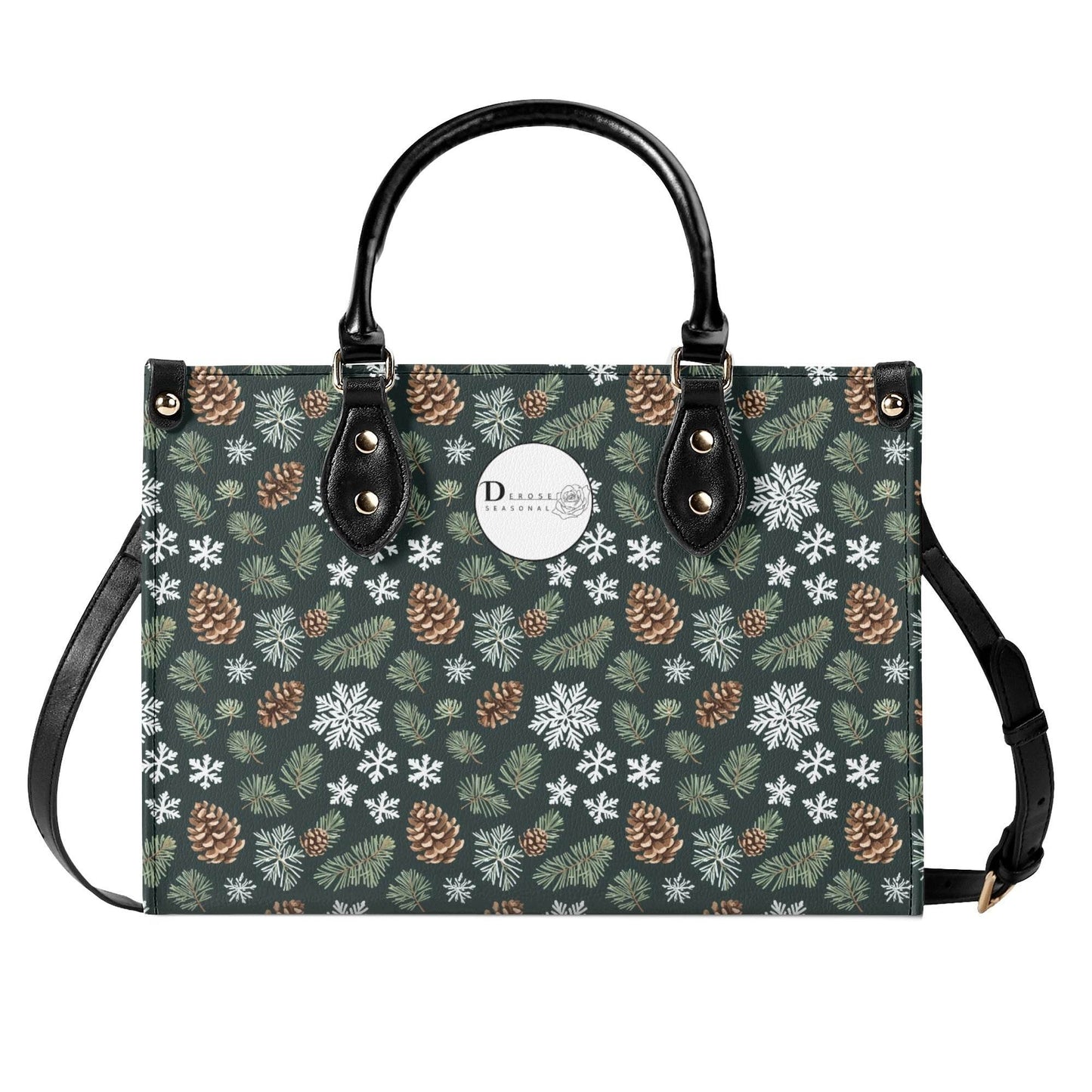 Snowflake Pine Luxury Women Leather Handbag - DeRose Seasonal