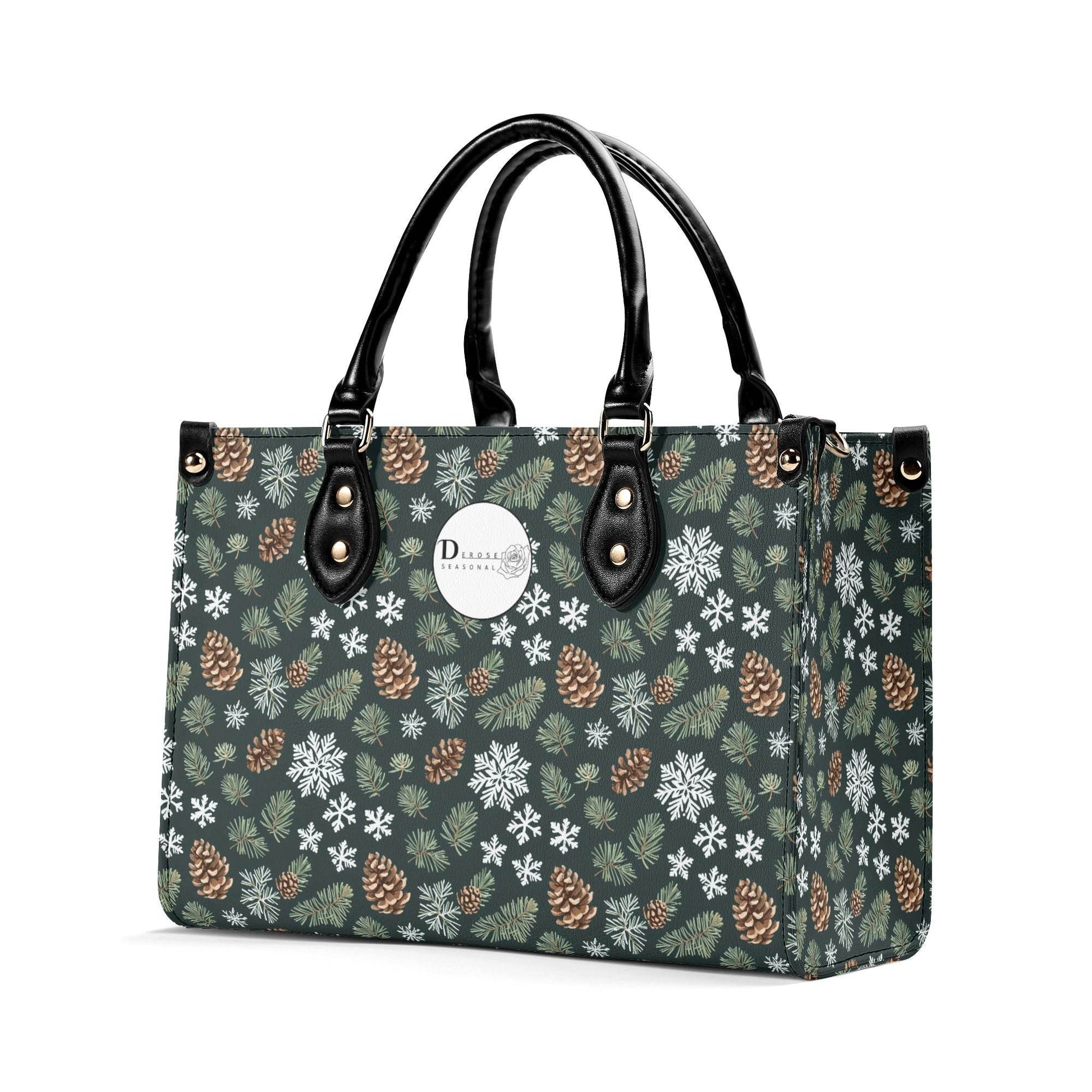 Snowflake Pine Luxury Women Leather Handbag - DeRose Seasonal