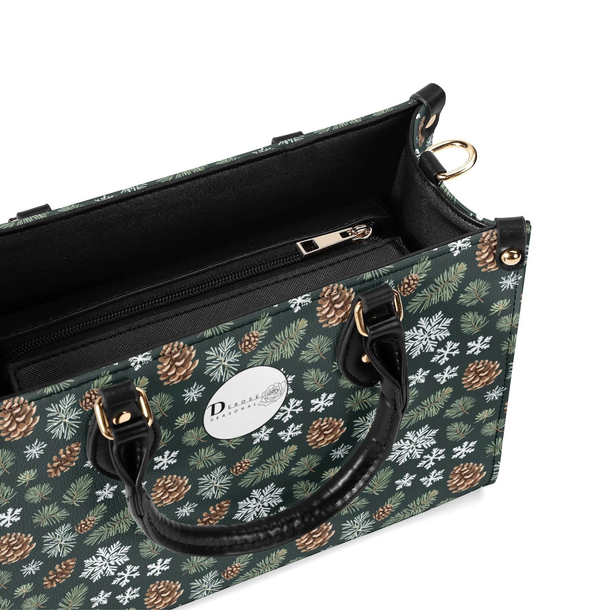 Snowflake Pine Luxury Women Leather Handbag - DeRose Seasonal