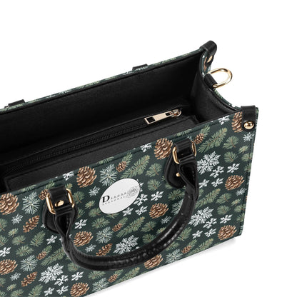 Snowflake Pine Luxury Women Leather Handbag - DeRose Seasonal