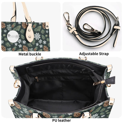 Snowflake Pine Luxury Women Leather Handbag - DeRose Seasonal