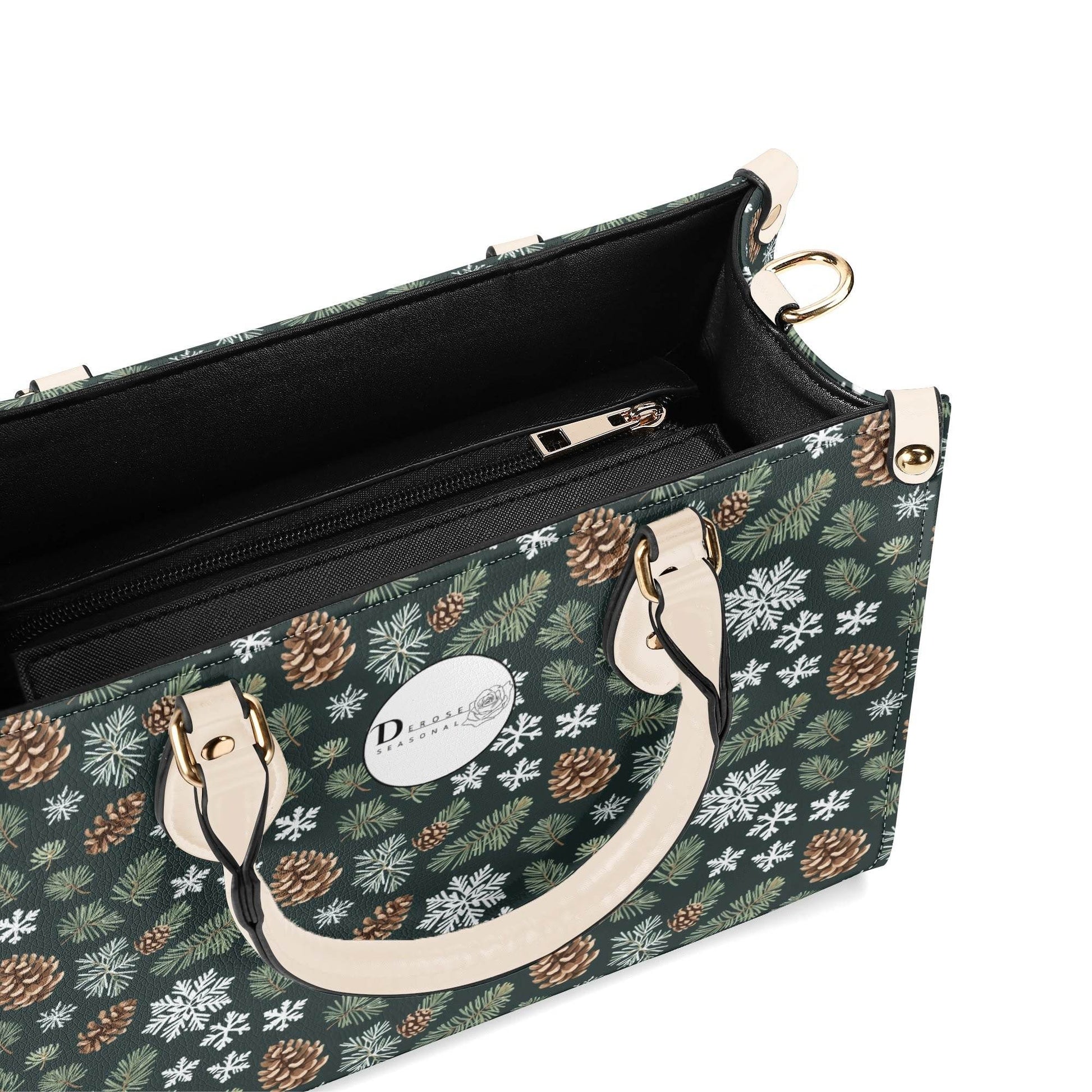 Snowflake Pine Luxury Women Leather Handbag - DeRose Seasonal