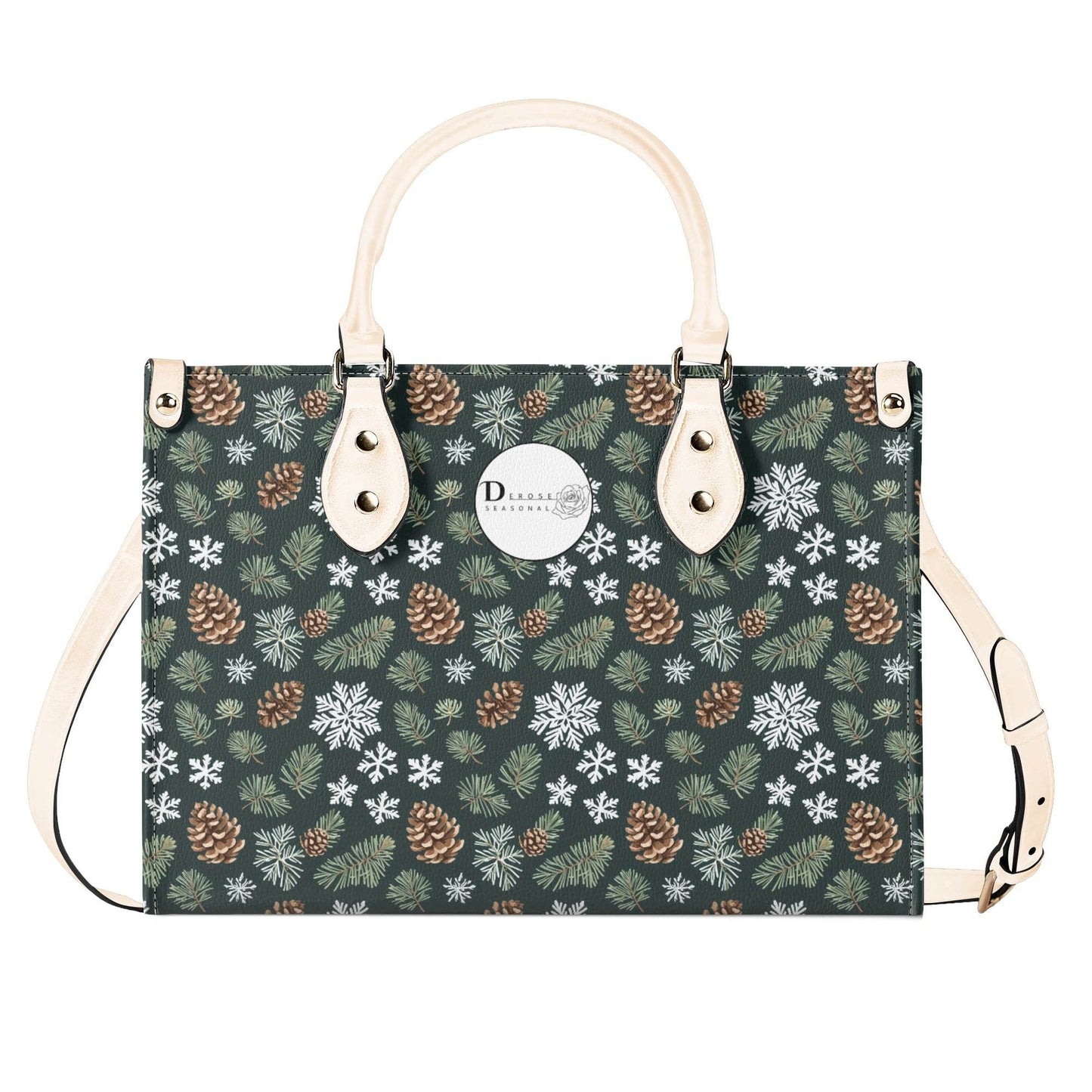 Snowflake Pine Luxury Women Leather Handbag - DeRose Seasonal