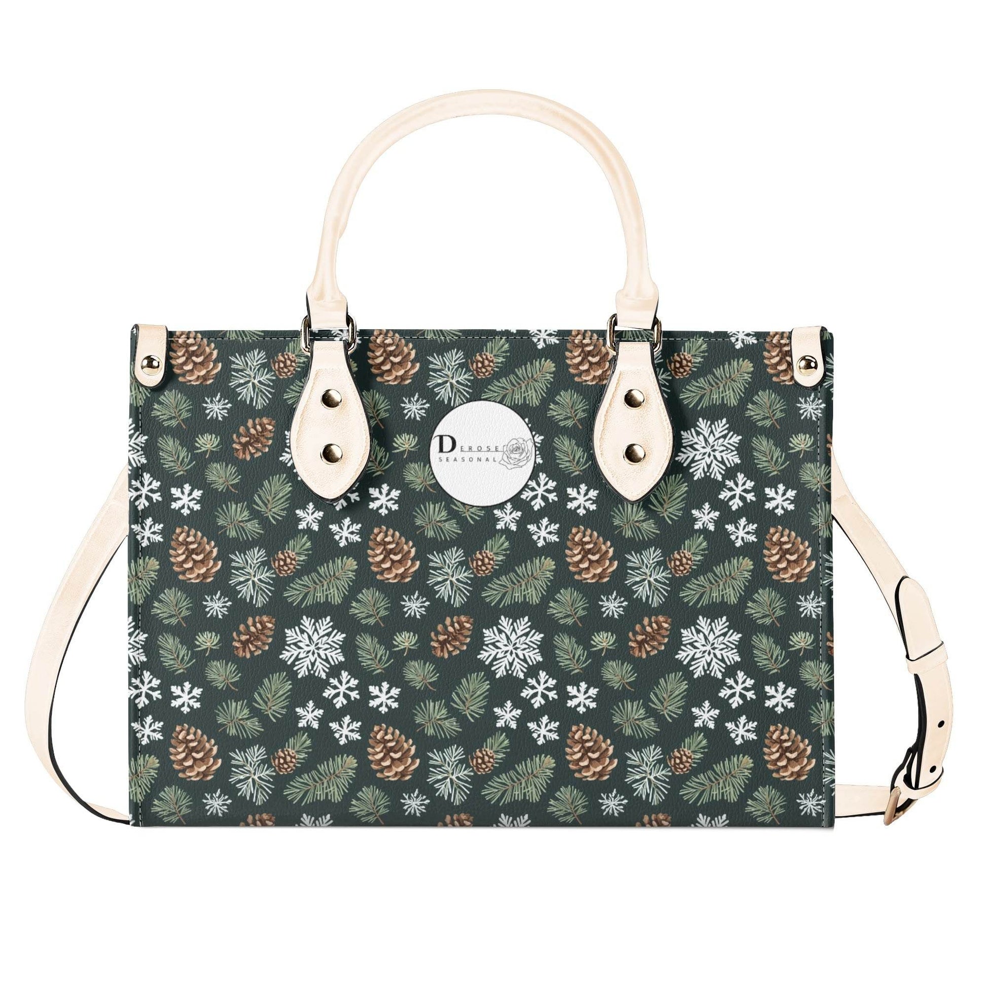 Snowflake Pine Luxury Women Leather Handbag - DeRose Seasonal