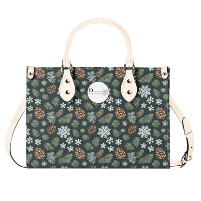 Snowflake Pine Luxury Women Leather Handbag - DeRose Seasonal