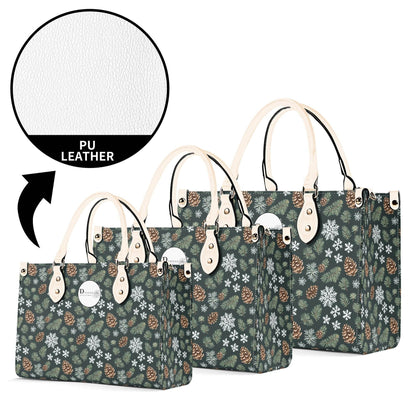 Snowflake Pine Luxury Women Leather Handbag - DeRose Seasonal