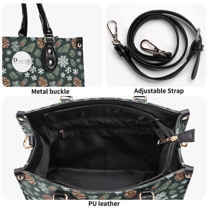 Snowflake Pine Luxury Women Leather Handbag - DeRose Seasonal