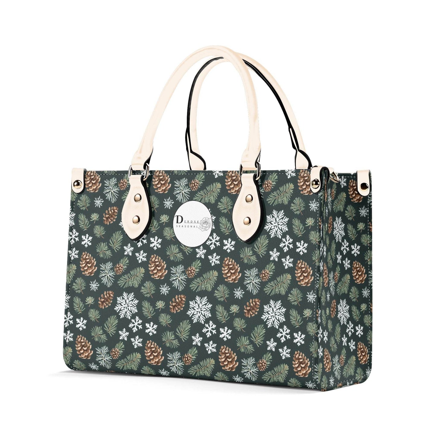 Snowflake Pine Luxury Women Leather Handbag - DeRose Seasonal