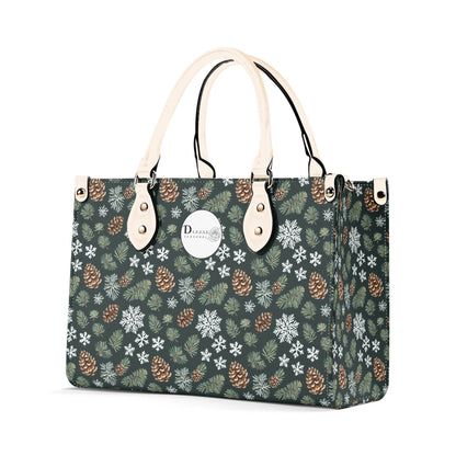 Snowflake Pine Luxury Women Leather Handbag - DeRose Seasonal