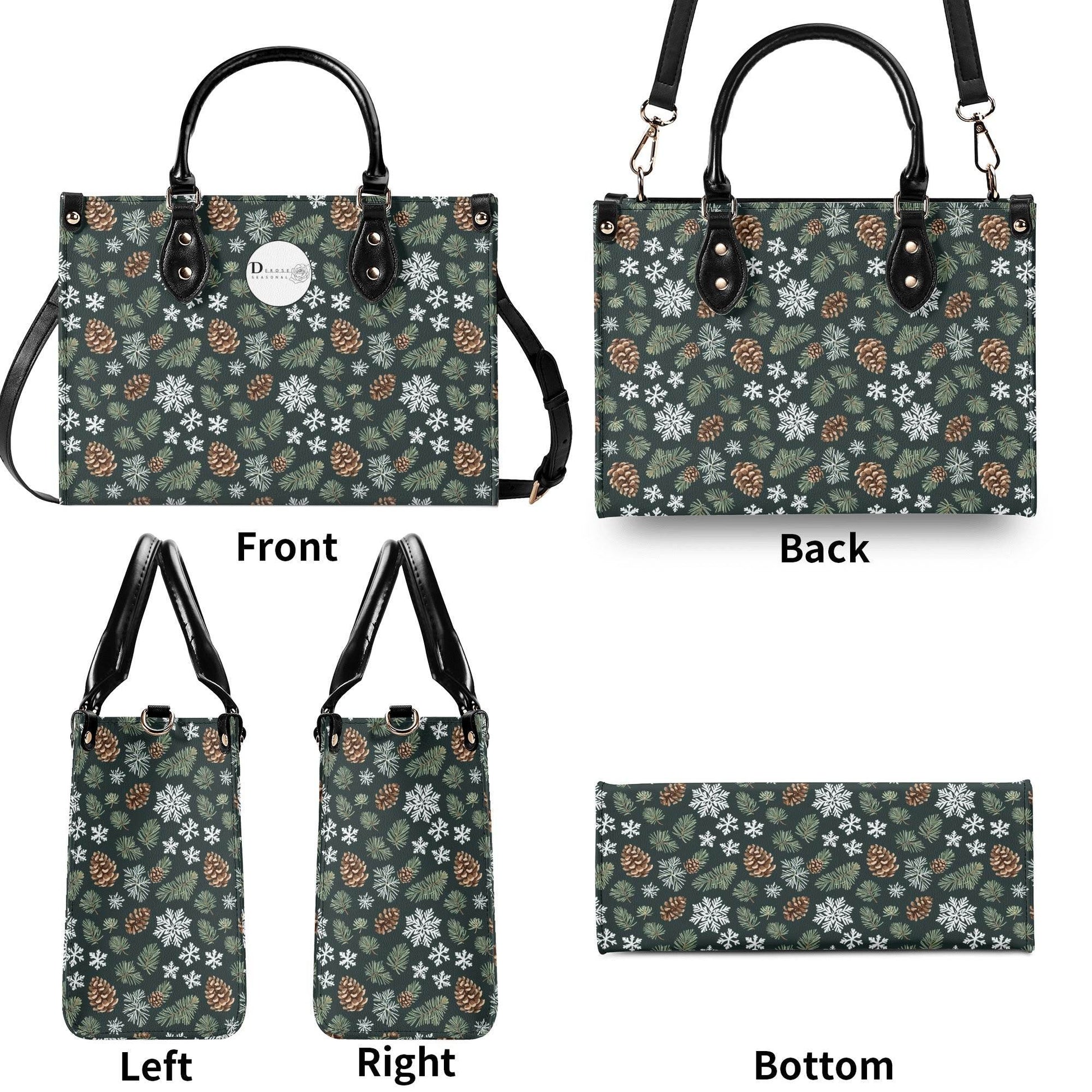 Snowflake Pine Luxury Women Leather Handbag - DeRose Seasonal