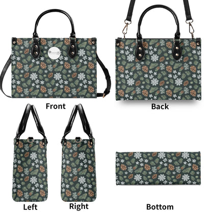 Snowflake Pine Luxury Women Leather Handbag - DeRose Seasonal