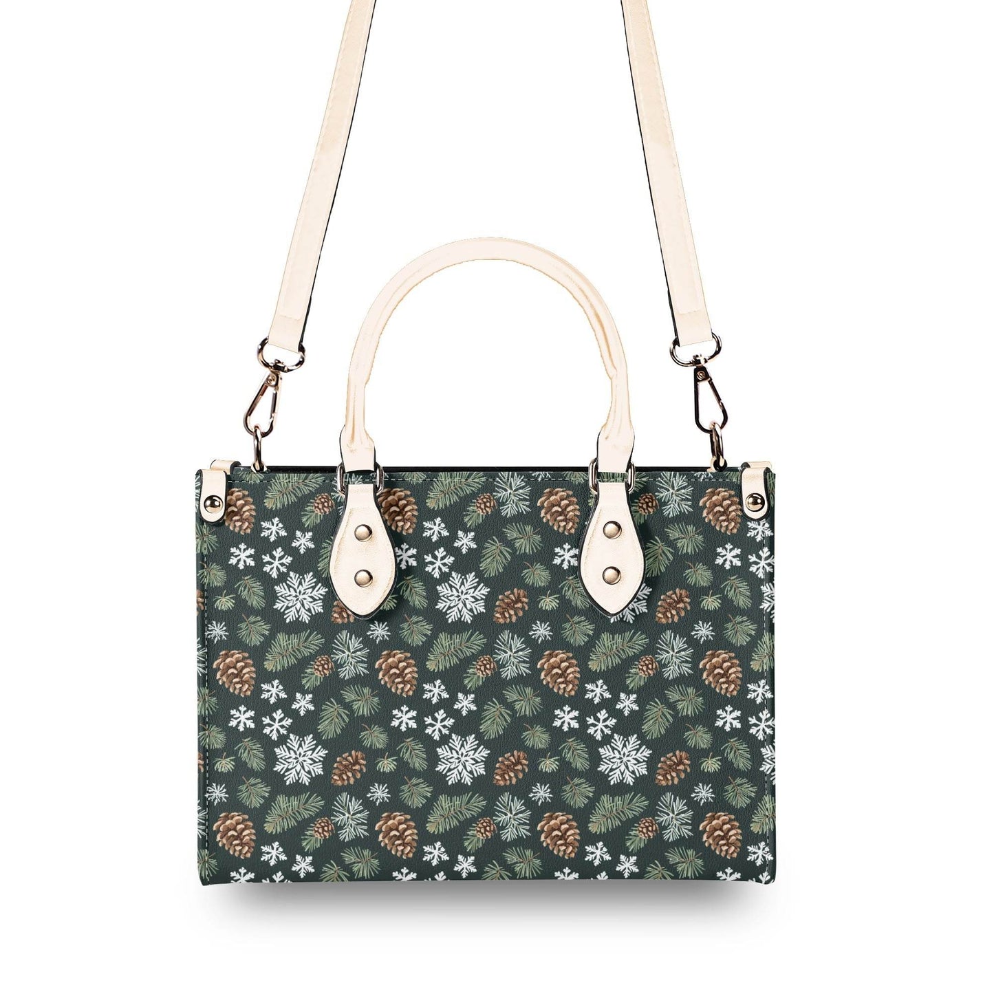 Snowflake Pine Luxury Women Leather Handbag - DeRose Seasonal