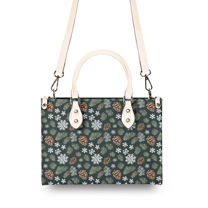 Snowflake Pine Luxury Women Leather Handbag - DeRose Seasonal